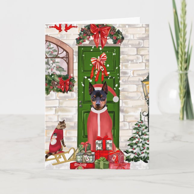Miniature Pinscher Dog Weihnachten Karte (Vorderseite)