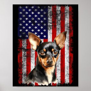 Miniature Pinscher Hundeliebhaber Flagge 4. Juli Poster
