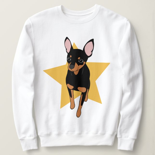 Miniature Pinscher Min Button Super Star Sweatshir Sweatshirt (Design vorne)