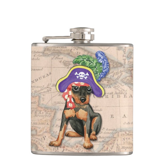 Miniature Pinscher Pirate Flachmann (Vorderseite)