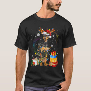 Miniature Pinscher Reindeer Weihnachtslichter Funn T-Shirt
