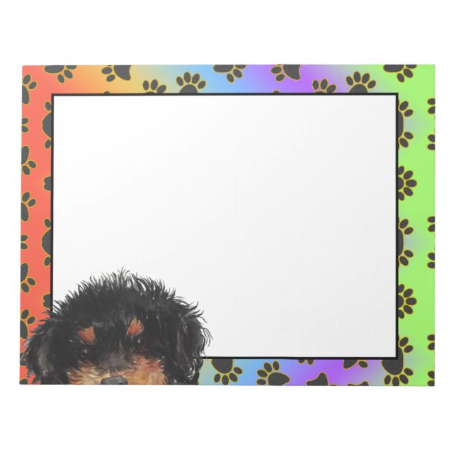 Miniature Poodle farbenfrohe Hundepete Muster Notizblock (Vorderseite)