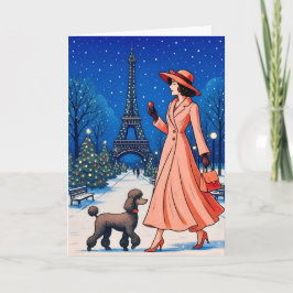 Miniature Poodle Holiday Card Feiertagskarte