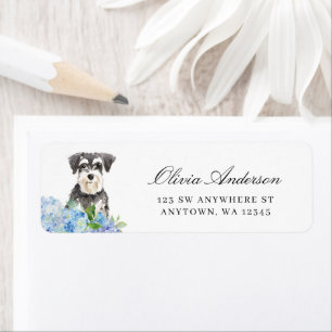 Miniature Schnauzer Blue Hydrangea Rücksendeadress