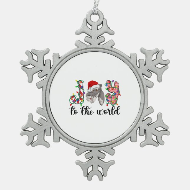 Miniature Schnauzer Christmas Mini Schnauzer Xmas Schneeflocken Zinn-Ornament (Vorderseite)
