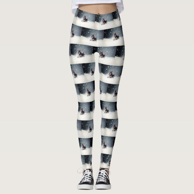 Miniature Schnauzer Christmas snow winter Leggings (Vorderseite)