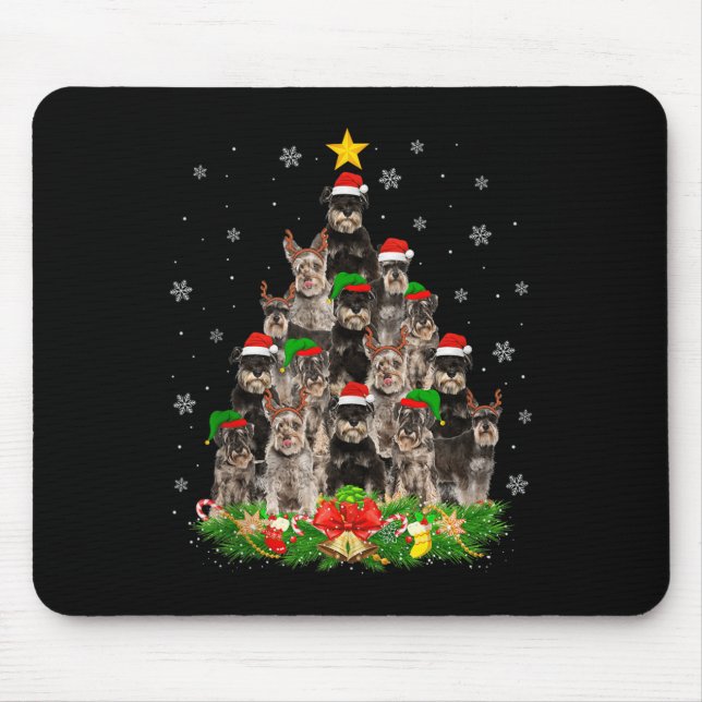 Miniature Schnauzer Christmas Tree Lights Santa Pe Mousepad (Vorne)