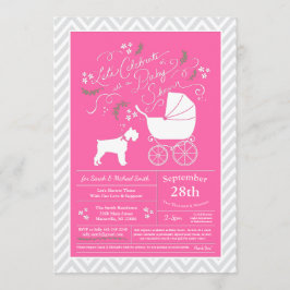 Miniature Schnauzer Dog Baby Dusche Pink Girl Einladung