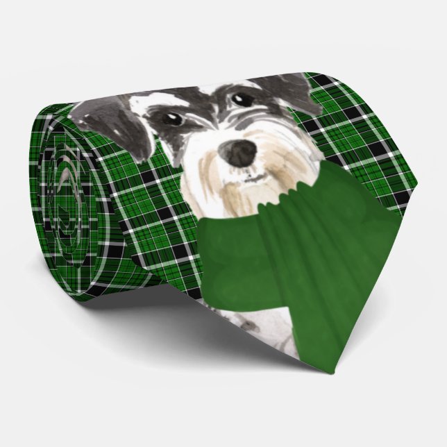 Miniature Schnauzer Dog Lover Karierte Weihnachten Krawatte (Gerollt)