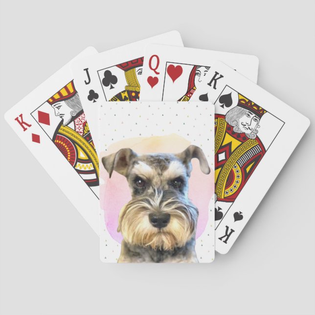 Miniature Schnauzer Dog Lover Süße Tier Pink Spielkarten (Rückseite)