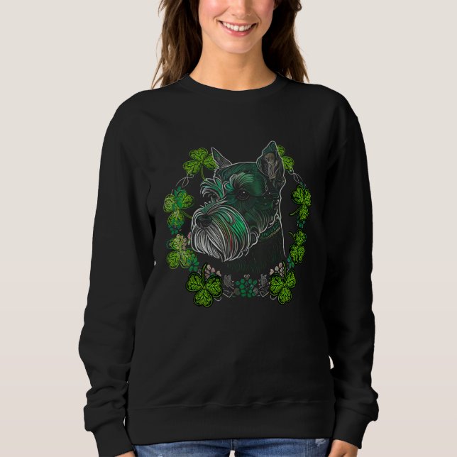 Miniature Schnauzer Dog Mandala Irish Shamrock St  Sweatshirt (Vorderseite)