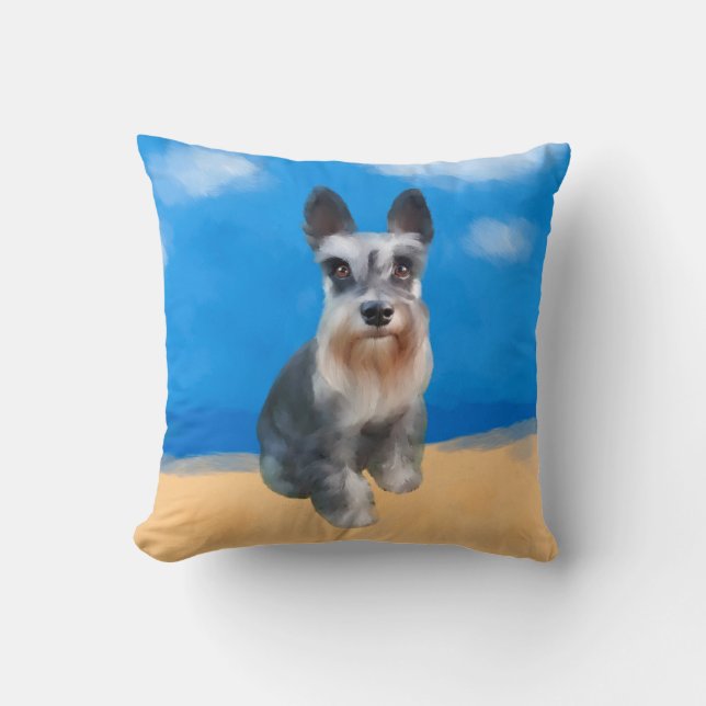 Miniature Schnauzer Dog On Beach Kissen (Vorderseite)