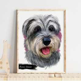 Miniature Schnauzer Dog Portrait | Pet Portrait Poster