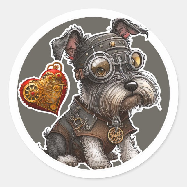 Miniature Schnauzer Dog Runder Aufkleber (Vorderseite)