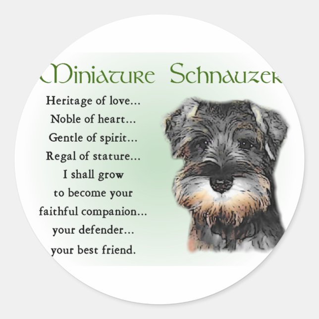 Miniature Schnauzer Geschenke Runder Aufkleber (Vorderseite)