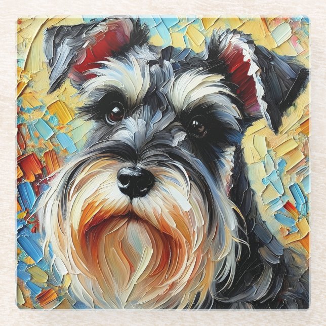 Miniature Schnauzer Glasuntersetzer (Vorderseite)