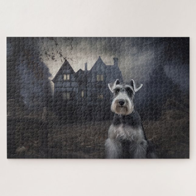 Miniature Schnauzer Halloween Beängstigend (Horizontal)