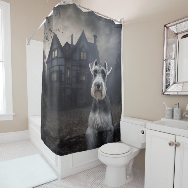 Miniature Schnauzer Halloween Beängstigend Duschvorhang (Beispiel)