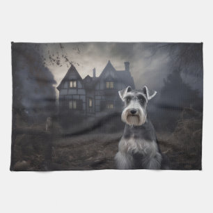 Miniature Schnauzer Halloween Beängstigend Geschirrtuch