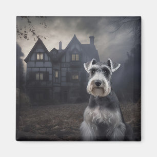 Miniature Schnauzer Halloween Beängstigend Magnet