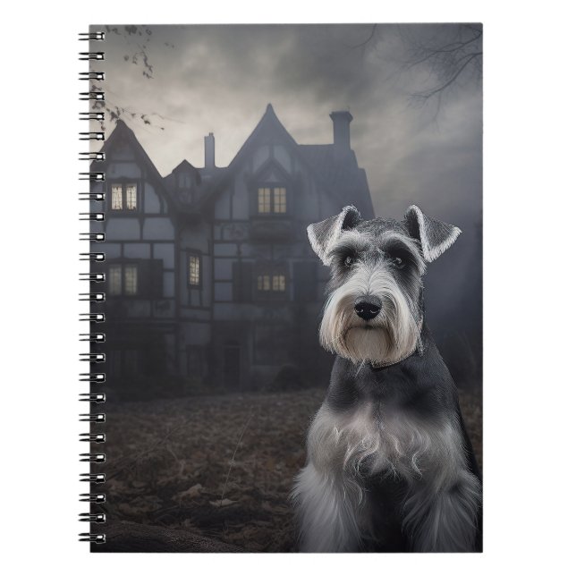 Miniature Schnauzer Halloween Beängstigend Notizblock (Vorderseite)