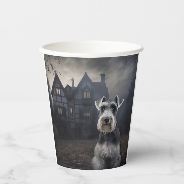 Miniature Schnauzer Halloween Beängstigend Pappbecher (Vorderseite)