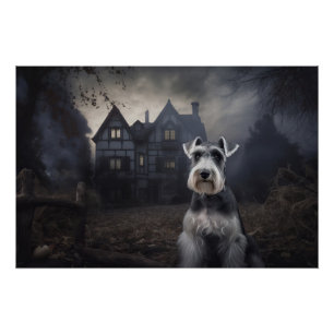 Miniature Schnauzer Halloween Beängstigend Poster