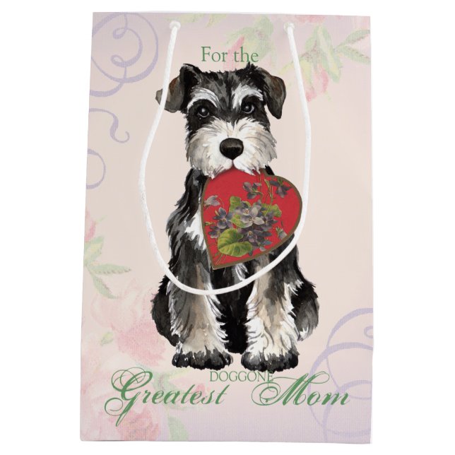 Miniature Schnauzer Heart Mama Mittlere Geschenktüte (Rückseite)
