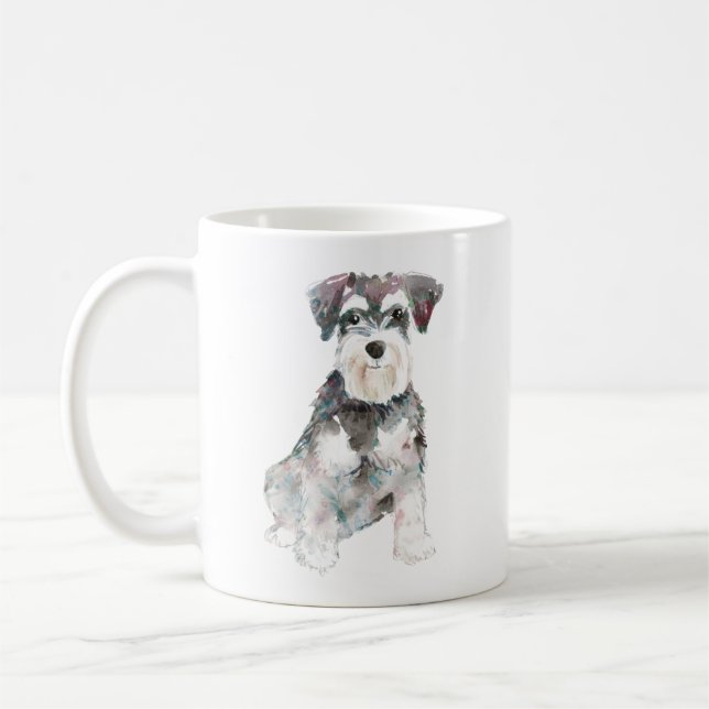 Miniature Schnauzer Hunde AquarelIllustration Kaffeetasse (Links)