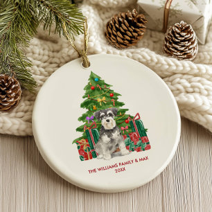 Miniature Schnauzer-Hundefamilie Weihnachten Keramik Ornament
