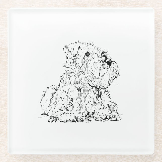 Miniature Schnauzer-Hundeillustration Glasuntersetzer (Vorderseite)