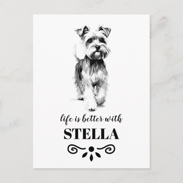Miniature Schnauzer Life ist besser Kundenname Postkarte (Vorderseite)
