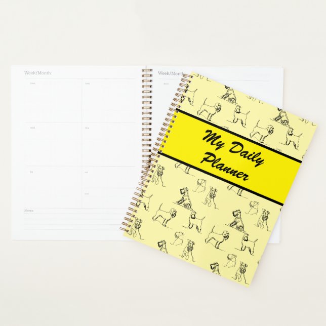Miniature Schnauzer Line Art Motif 001 Jaune (Devant avec enveloppe)