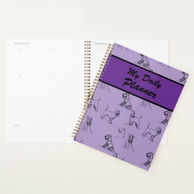 Miniature Schnauzer Line Art Muster 001 Lavender Planer (Anzeige)