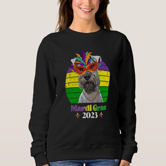 Miniature Schnauzer Party Dog Mardi Gras 2023 Sweatshirt (Vorderseite)