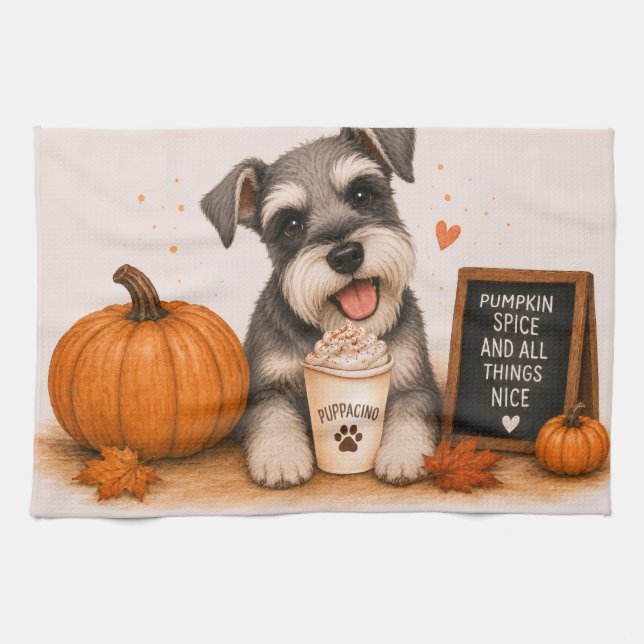 Miniature Schnauzer Pumpkin Spice Geschirrtuch (Horizontal)
