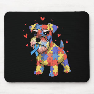 Miniature Schnauzer Puzzle Autismus-Bewusstsein Hu Mousepad