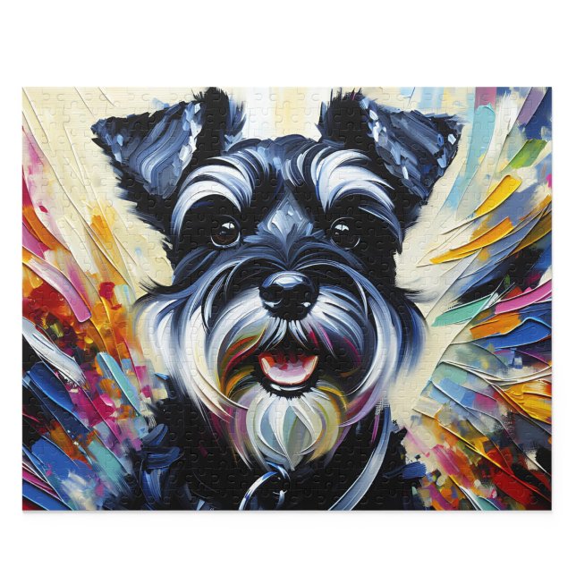 Miniature Schnauzer Puzzle: Schwarz Silber Zwerg (Miniature Schnauzer Puzzle: Black and Silver Acrylic Style Zwergschnauzer Jigsaw)
