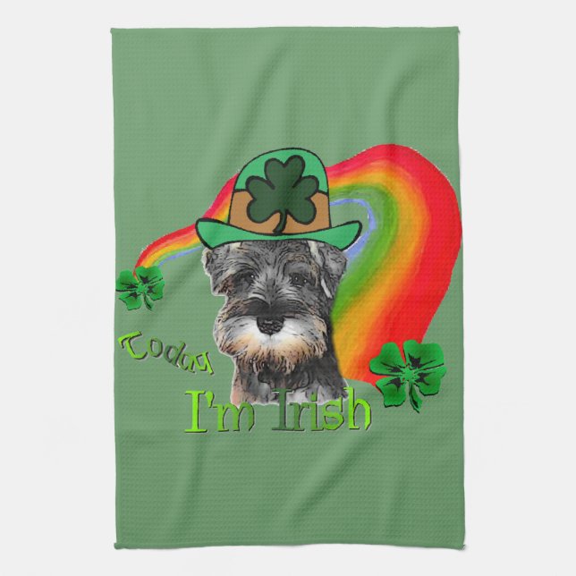 Miniature Schnauzer St Patricks Handtuch (Vertikal)
