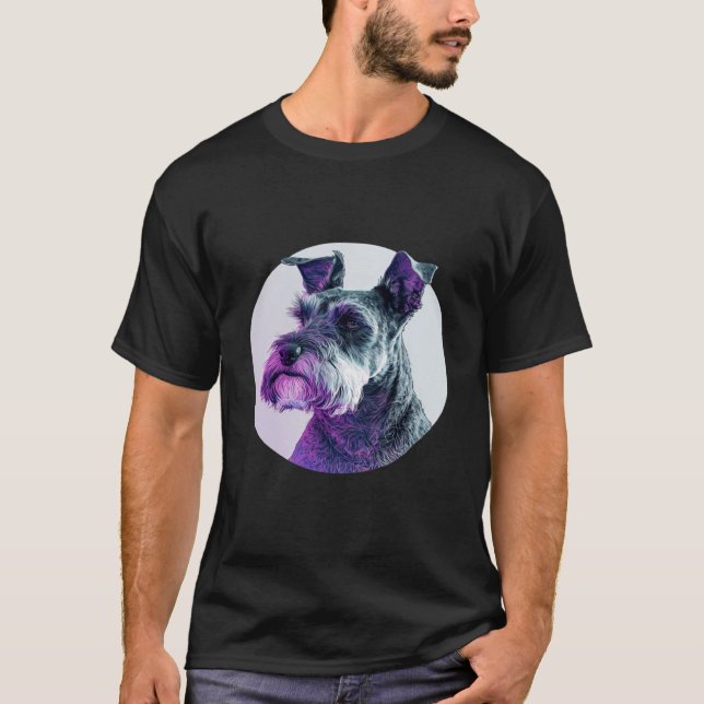 Miniature Schnauzer Vaporwave Retrowave Aesthetic T-Shirt (Vorderseite)