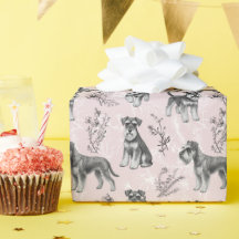 Miniature Schnauzer Vintage Rosa Toile de Jouy