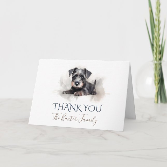Miniature Schnauzer Wasserfarbe Dankeschön Karte (Vorderseite)
