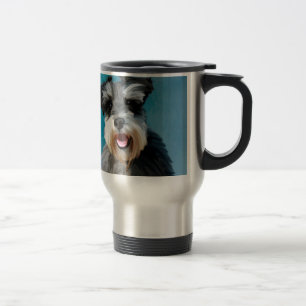 Miniature Schnauzer Wasserfarben-Kunstmalerei Reisebecher