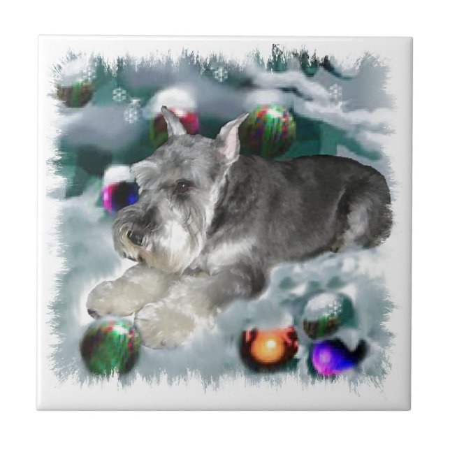 Miniature Schnauzer Weihnachtszeit Fliese (Vorderseite)