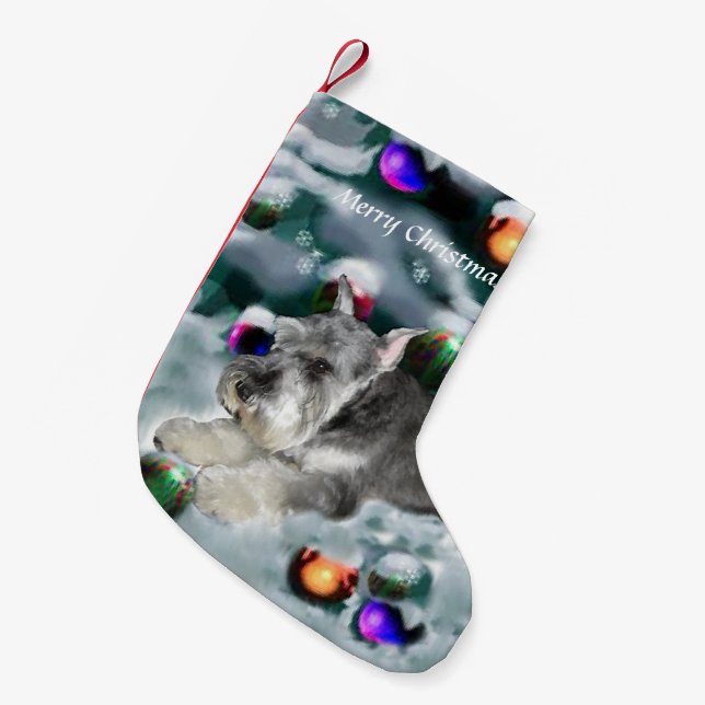 Miniature Schnauzer Weihnachtszeit Kleiner Weihnachtsstrumpf (Vorderansicht (hängend))