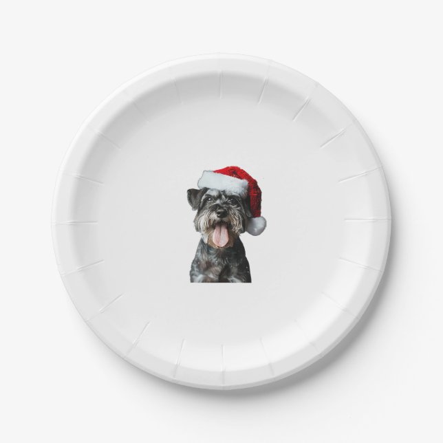 Miniature Schnauzer Weihnachtszeit Pappteller (Vorderseite)