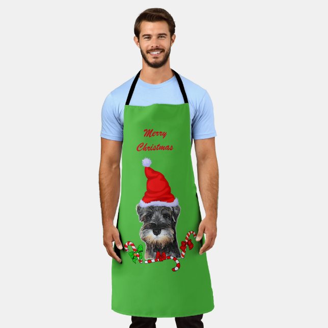 Miniature Schnauzer Weihnachtszeit Schürze (Getragen)