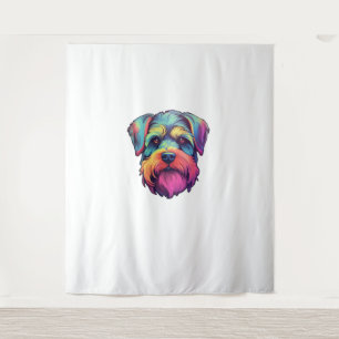 Miniature Shining Schnauzer Neon Retro Sticker Wandteppich