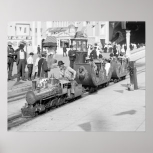 Miniatureisenbahn auf Coney Island, 1905. Vintage Poster
