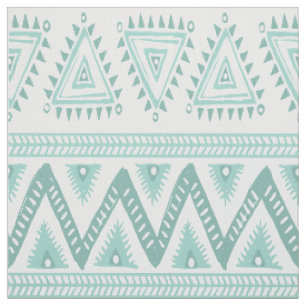Miniaturgrünes Tribal Geometrisches Muster Stoff